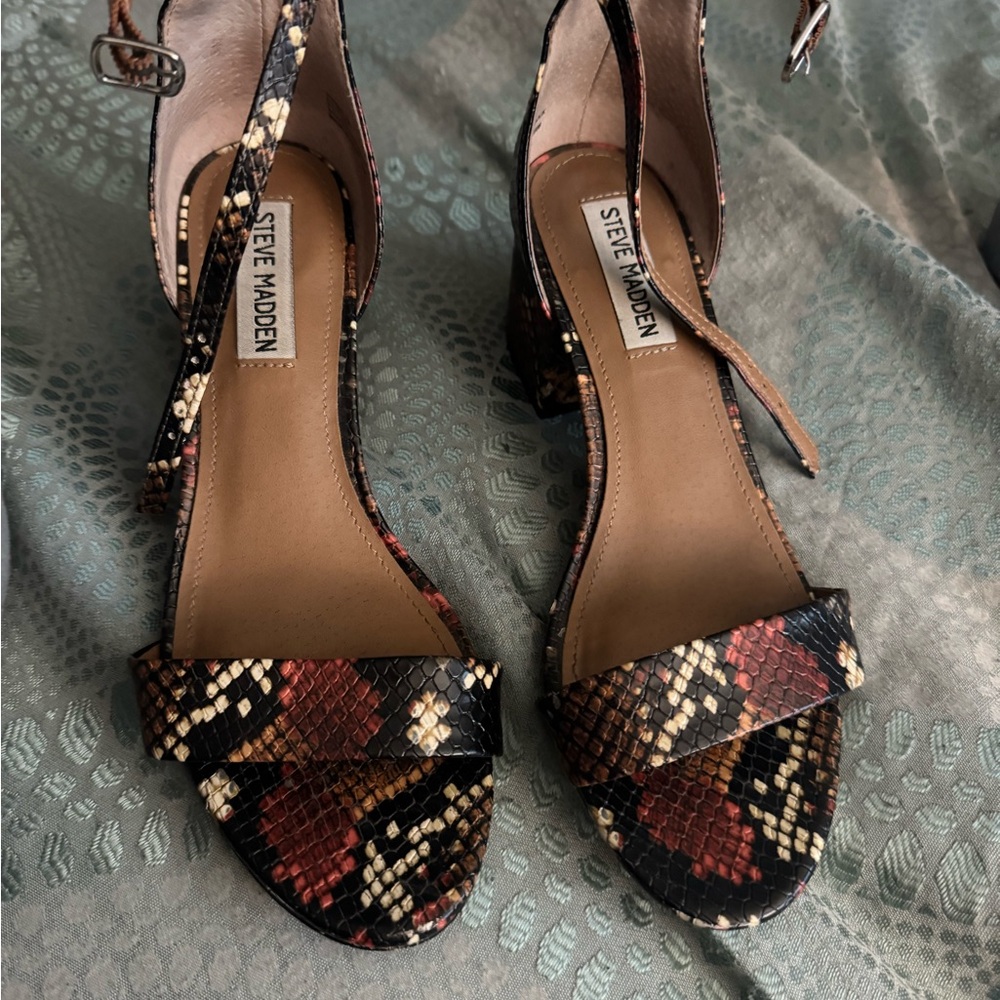 Steve Madden Women's Snakeskin Pattern Heels - Black, Red, Tan